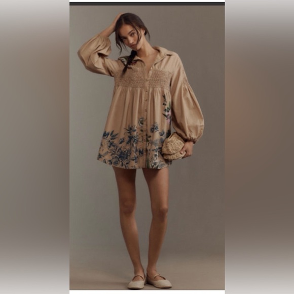 Maeve Smocked Shirt Dress - Picture 3 of 8